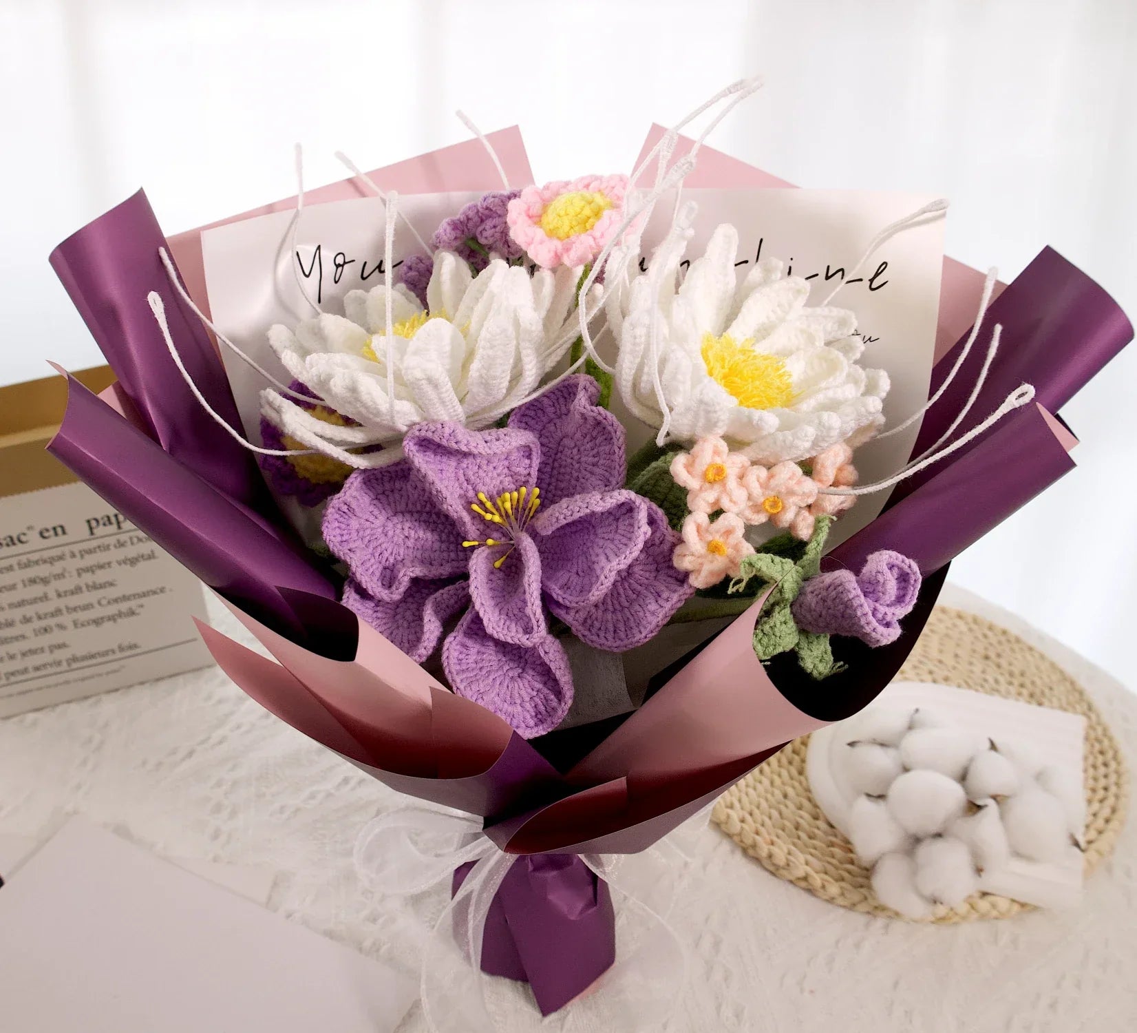 Crochet Night of the Queen Eustoma Flower Bouquet