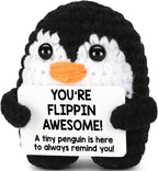 Mothers Day Birthday Gifts for Mom from Daughter Son, Handmade Crochet Mini Penguin Mom Gifts for Mother‘s Day Birthday Mama Mommy Mother in Law Bonus Step, Funny I Love You Moms Small Cute Decor