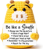 Teacher Appreciate Gifts Positive Giraffe - Thank you for Helping Me Grow, Handmade Crochet Giraffe Cute Stuff Decor, Thank You Teacher Appreciation Gifts for Women Men Birthday Retirement End of Year