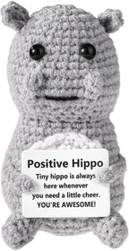 Mini Funny Knitted Wool Potato Toy with Positive Card - Creative Cute Crochet Doll Cheer Up Gift for Friends Parties Women Men Mothers Day Graduation Decoration and Encouragement