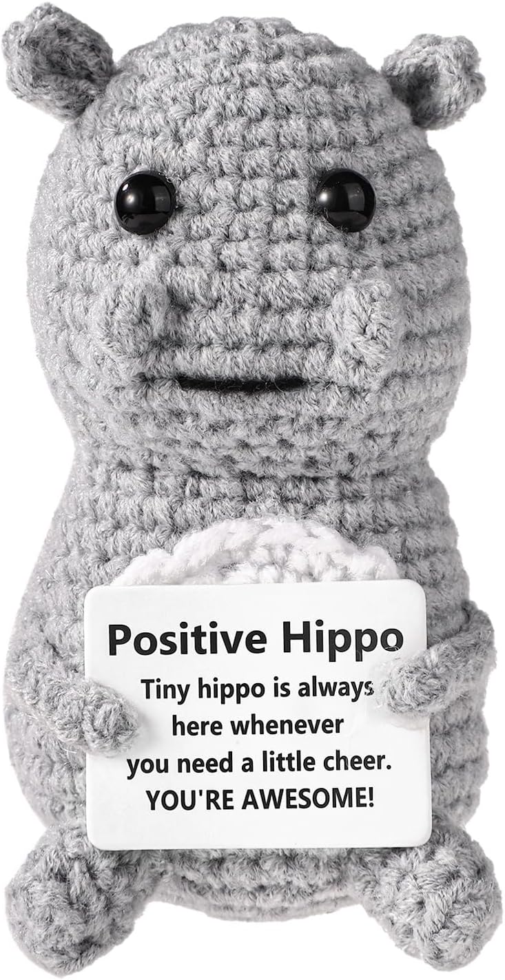Mini Funny Knitted Wool Potato Toy with Positive Card - Creative Cute Crochet Doll Cheer Up Gift for Friends Parties Women Men Mothers Day Graduation Decoration and Encouragement