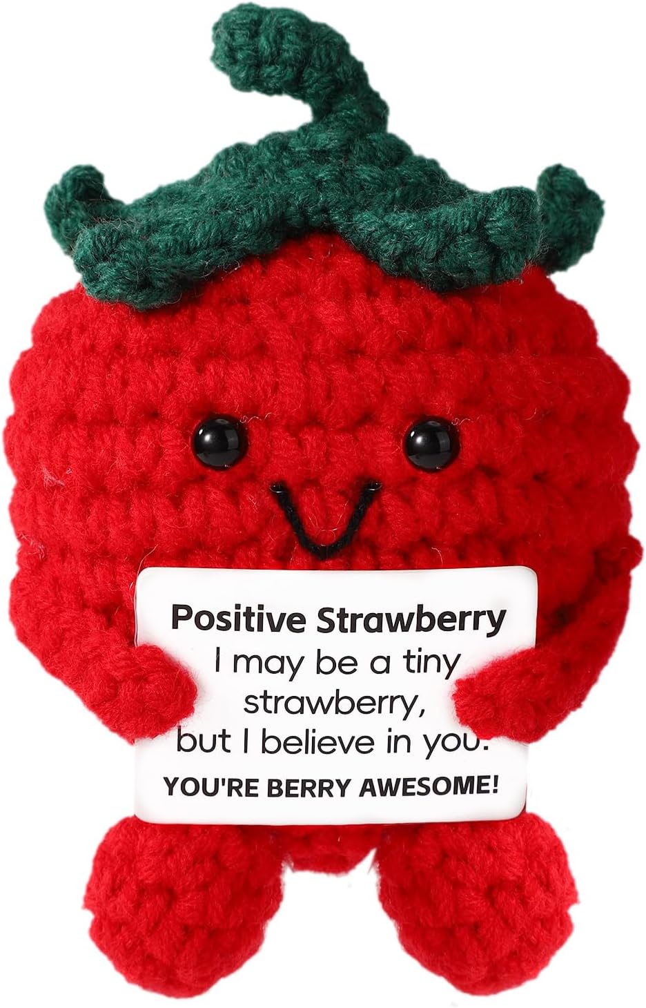 Mini Funny Knitted Wool Potato Toy with Positive Card - Creative Cute Crochet Doll Cheer Up Gift for Friends Parties Women Men Mothers Day Graduation Decoration and Encouragement