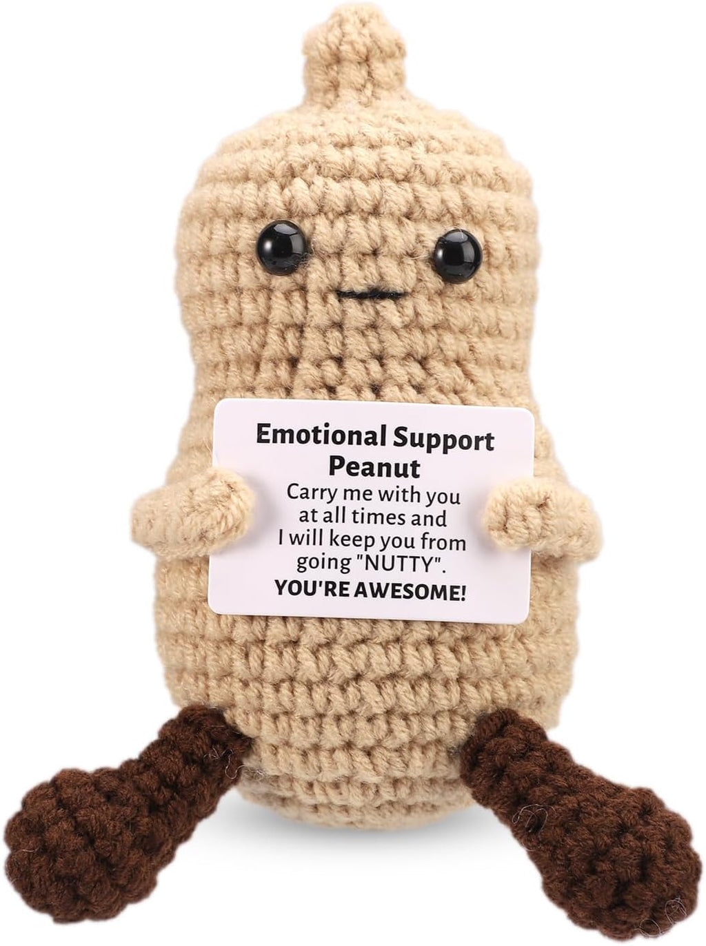Mini Funny Knitted Wool Potato Toy with Positive Card - Creative Cute Crochet Doll Cheer Up Gift for Friends Parties Women Men Mothers Day Graduation Decoration and Encouragement