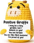 Teacher Appreciate Gifts Positive Giraffe - Thank you for Helping Me Grow, Handmade Crochet Giraffe Cute Stuff Decor, Thank You Teacher Appreciation Gifts for Women Men Birthday Retirement End of Year