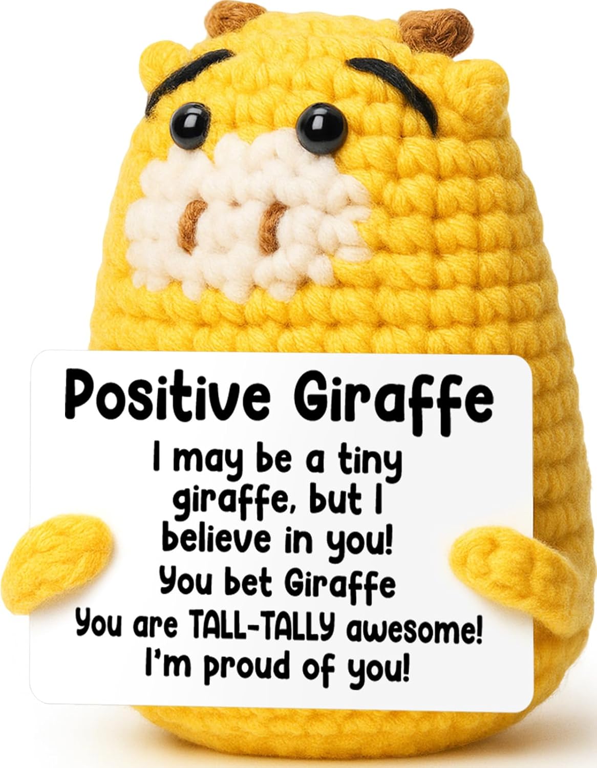 Teacher Appreciate Gifts Positive Giraffe - Thank you for Helping Me Grow, Handmade Crochet Giraffe Cute Stuff Decor, Thank You Teacher Appreciation Gifts for Women Men Birthday Retirement End of Year