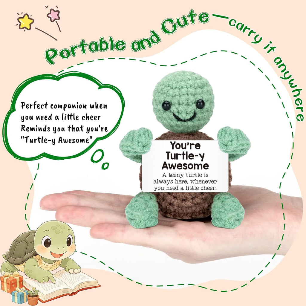 Mini Funny Turtle Gifts Mothers Day Teacher Appreciation Graduation Nurses Week 2026 Fathers Day, Birthday Gifts for Women Men Her Him, Small Cute Stuff Things, Emotional Positive Crochet Turtle Decor