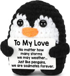 Mothers Day Birthday Gifts for Mom from Daughter Son, Handmade Crochet Mini Penguin Mom Gifts for Mother‘s Day Birthday Mama Mommy Mother in Law Bonus Step, Funny I Love You Moms Small Cute Decor