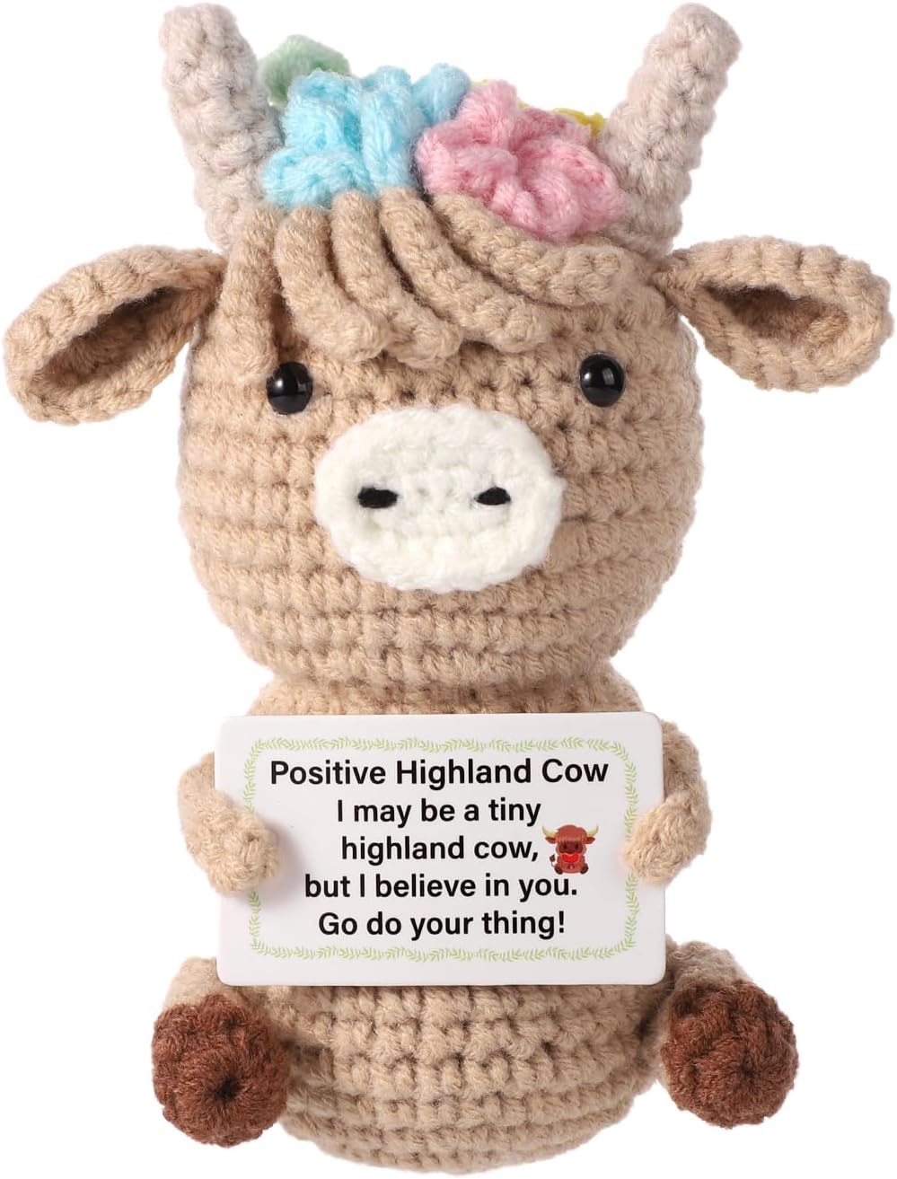 Mini Funny Knitted Wool Potato Toy with Positive Card - Creative Cute Crochet Doll Cheer Up Gift for Friends Parties Women Men Mothers Day Graduation Decoration and Encouragement