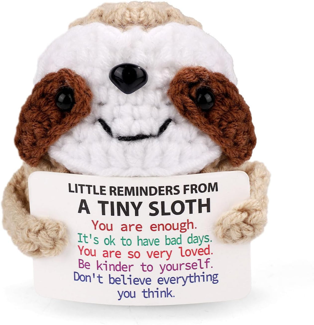 Mini Funny Knitted Wool Potato Toy with Positive Card - Creative Cute Crochet Doll Cheer Up Gift for Friends Parties Women Men Mothers Day Graduation Decoration and Encouragement