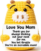 Teacher Appreciate Gifts Positive Giraffe - Thank you for Helping Me Grow, Handmade Crochet Giraffe Cute Stuff Decor, Thank You Teacher Appreciation Gifts for Women Men Birthday Retirement End of Year