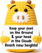 Teacher Appreciate Gifts Positive Giraffe - Thank you for Helping Me Grow, Handmade Crochet Giraffe Cute Stuff Decor, Thank You Teacher Appreciation Gifts for Women Men Birthday Retirement End of Year