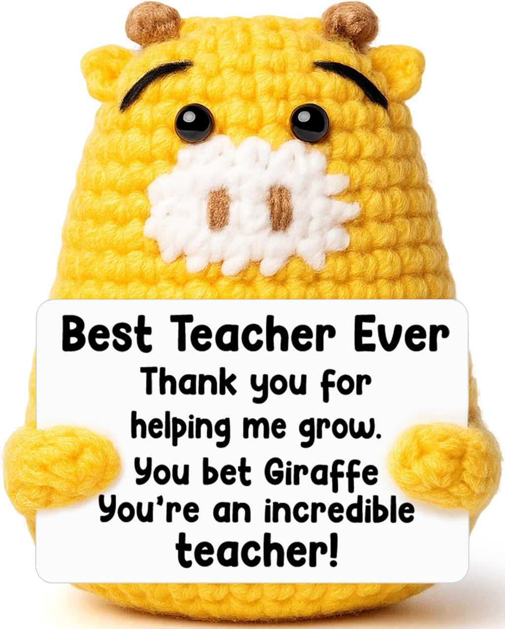 Teacher Appreciate Gifts Positive Giraffe - Thank you for Helping Me Grow, Handmade Crochet Giraffe Cute Stuff Decor, Thank You Teacher Appreciation Gifts for Women Men Birthday Retirement End of Year