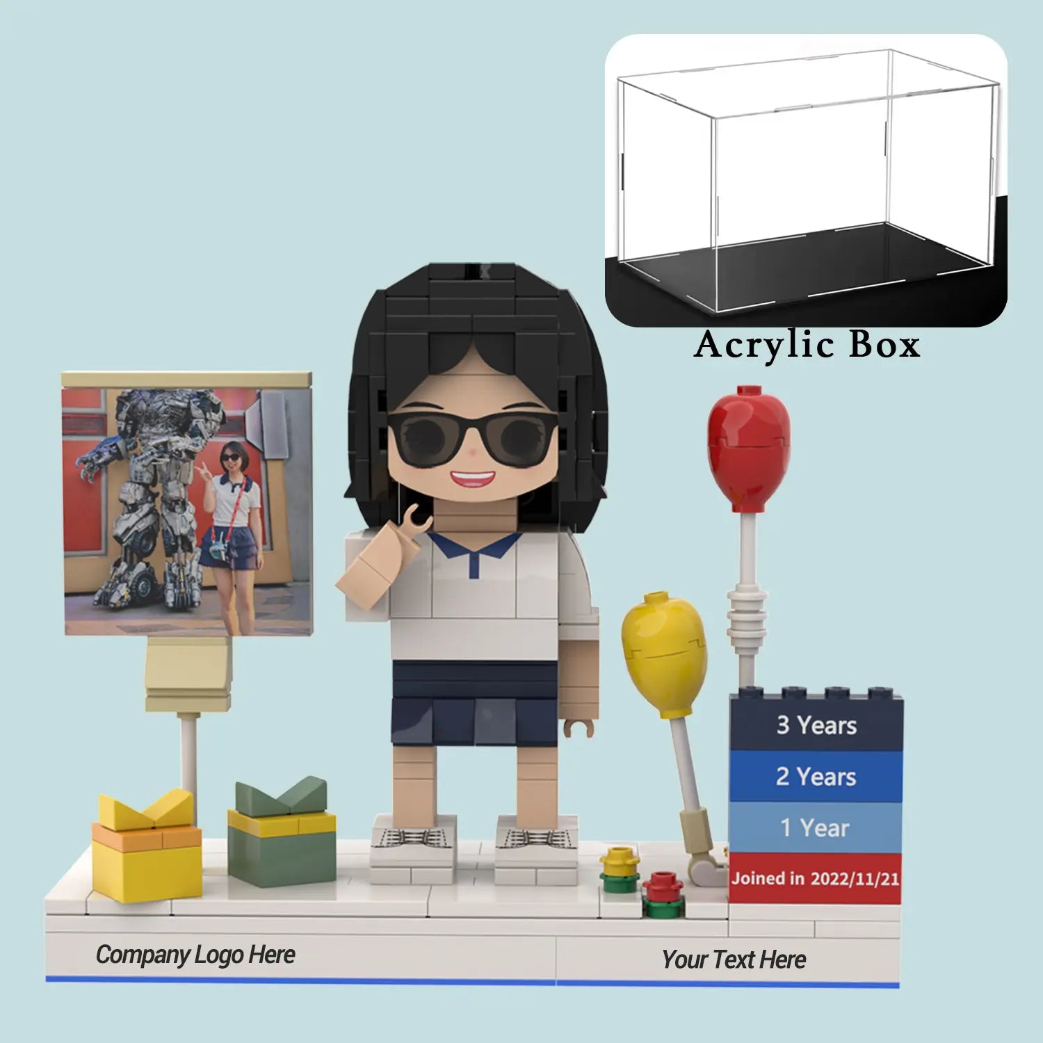Custom Brick Figure For Work Anniversary  - Balloon Style