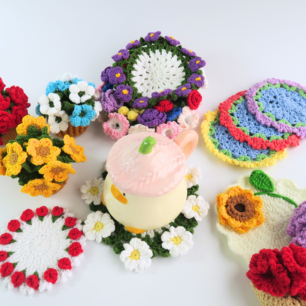 25+ Farm Animal Popping & Flower Coasters Crochet Bundle Pattern