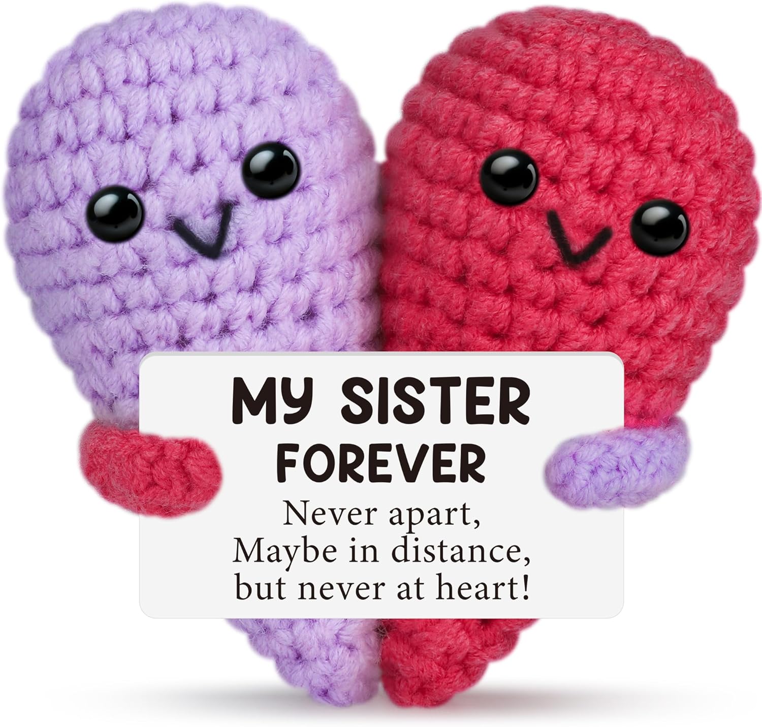 Funny Crochet Heart Best Friend Birthday Gifts for Women,Easter Basket Stuffers Long Distance Friendship Gifts for Friends Graduation Mothers Day Going Away Gift Coworkers Bestie,Cute Handmade Decor