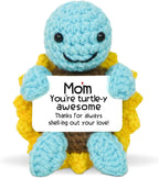 OASSIE Gifts for Mom from Daughter Son - Handmade Positive Crochet Turtle Sunflower - Mothers Day Birthday Gifts for Mom Mother in Law Mama Grandma, Emotional Support Crochet