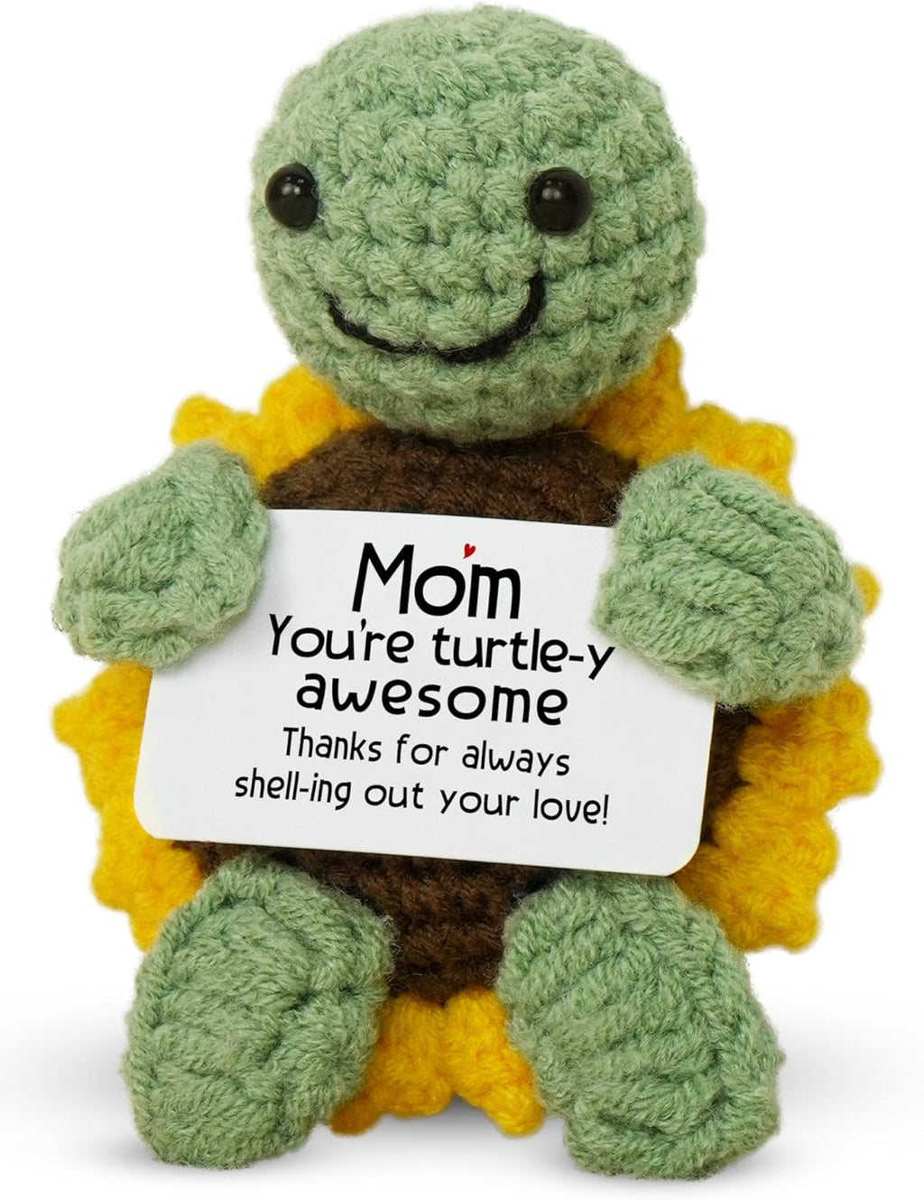 OASSIE Gifts for Mom from Daughter Son - Handmade Positive Crochet Turtle Sunflower - Mothers Day Birthday Gifts for Mom Mother in Law Mama Grandma, Emotional Support Crochet