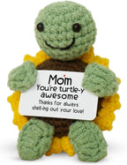 OASSIE Gifts for Mom from Daughter Son - Handmade Positive Crochet Turtle Sunflower - Mothers Day Birthday Gifts for Mom Mother in Law Mama Grandma, Emotional Support Crochet
