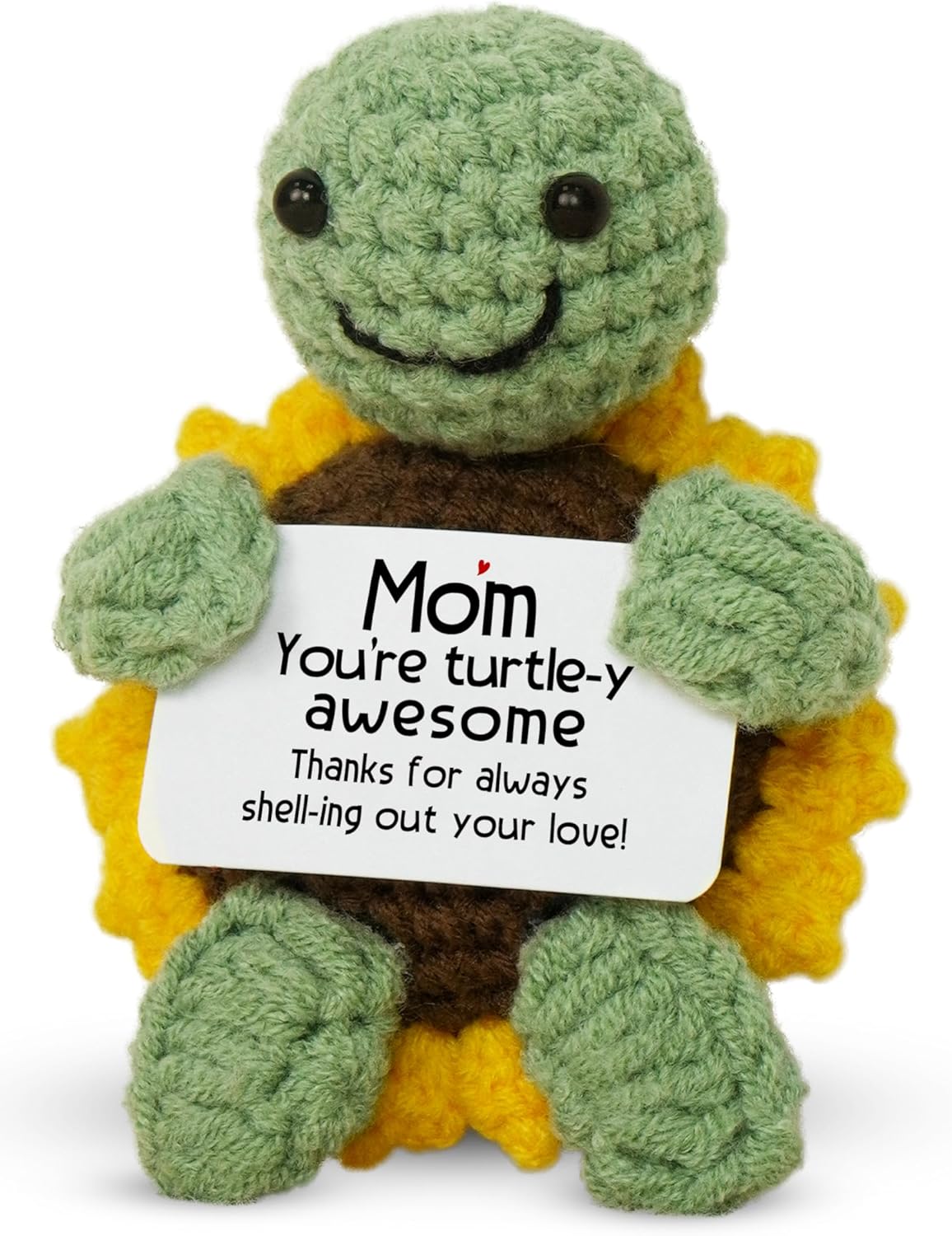 OASSIE Gifts for Mom from Daughter Son - Handmade Positive Crochet Turtle Sunflower - Mothers Day Birthday Gifts for Mom Mother in Law Mama Grandma, Emotional Support Crochet