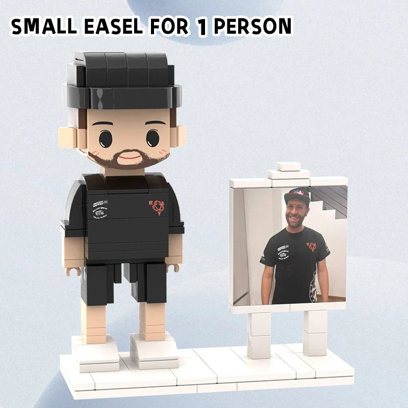 Custom Brick Figures from Your Photo - Easel Style