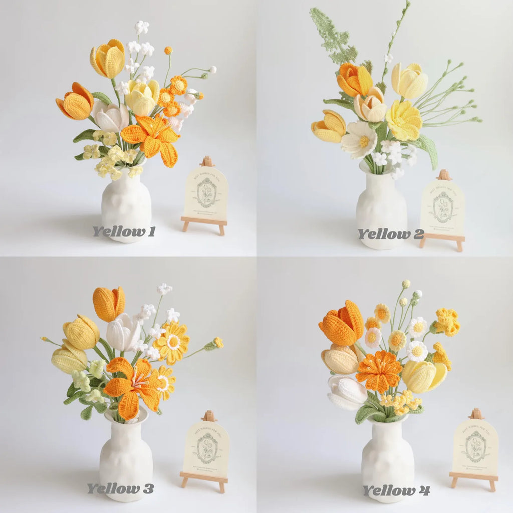 Yellow Series Crochet Flower Bundle Set (No Vase)