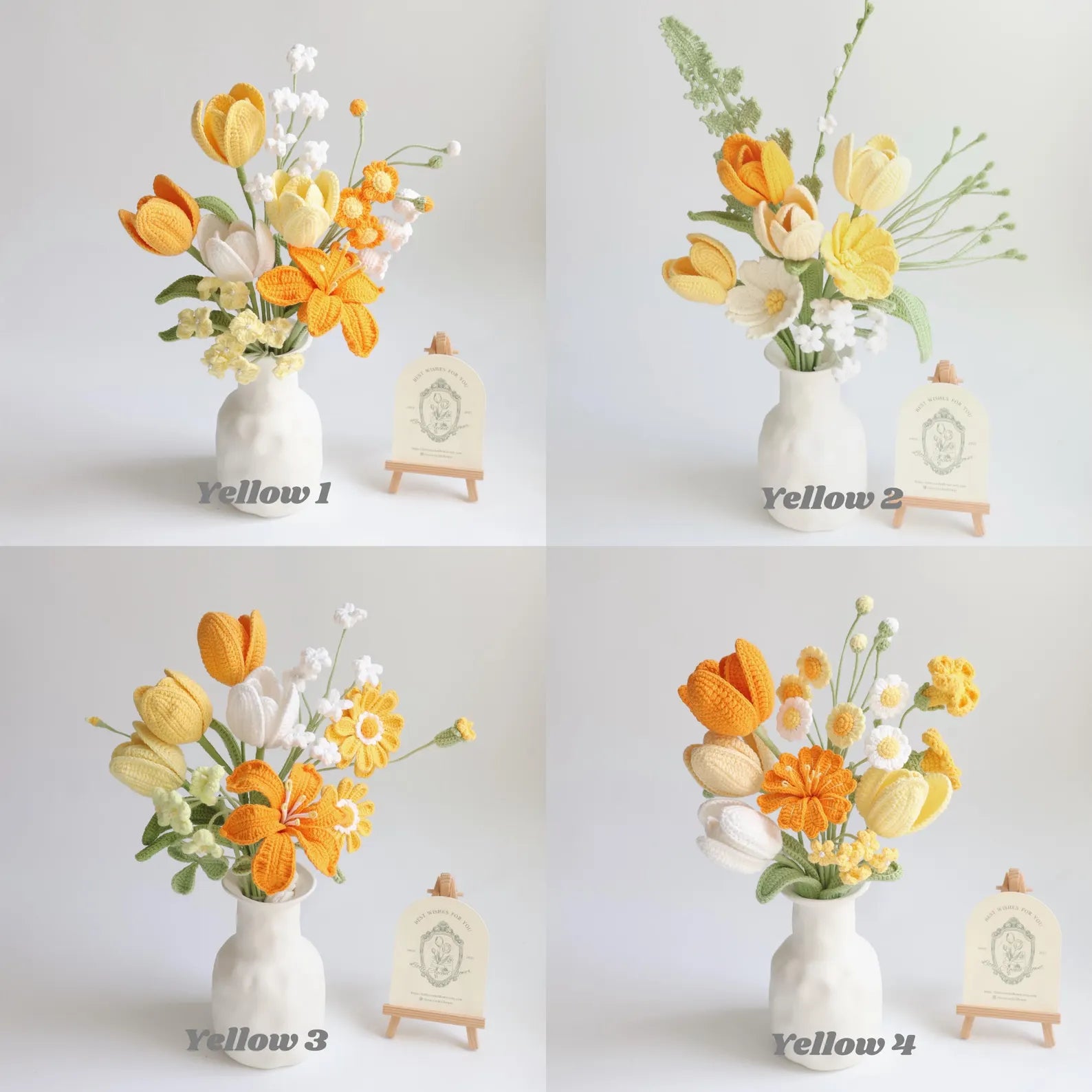 Yellow Series Crochet Flower Bundle Set (No Vase)