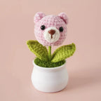 Crochet Animal Head White Pot Series