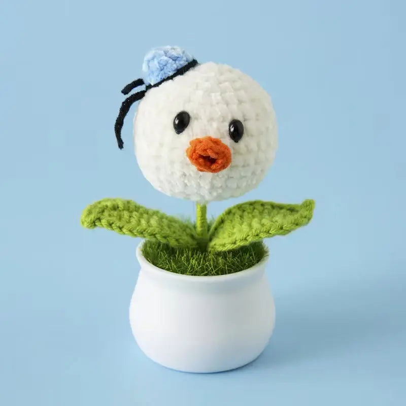 Crochet Animal Head White Pot Series