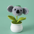 Crochet Animal Head White Pot Series