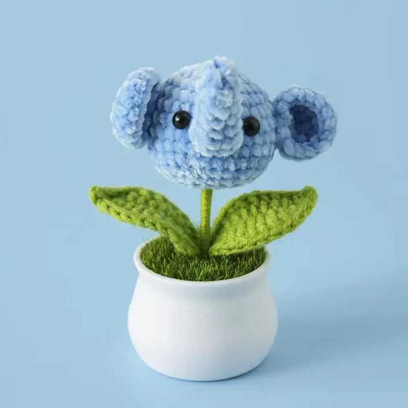 Crochet Animal Head White Pot Series