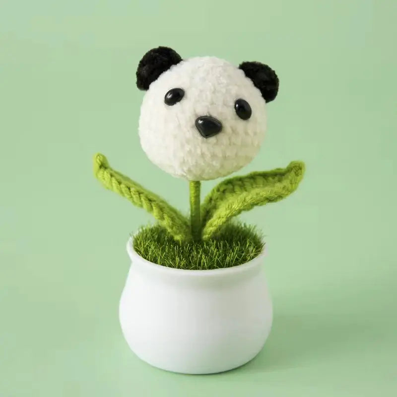Crochet Animal Head White Pot Series