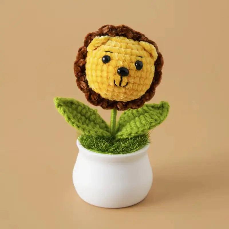 Crochet Animal Head White Pot Series