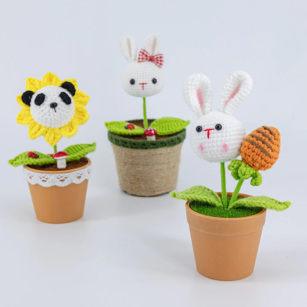 Crochet Bunny & Panda Pot Series