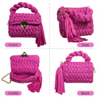 Crochet Handbag with Twist Handle-Violet