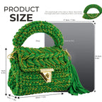 Crochet Handbag with Golden Thread-Green