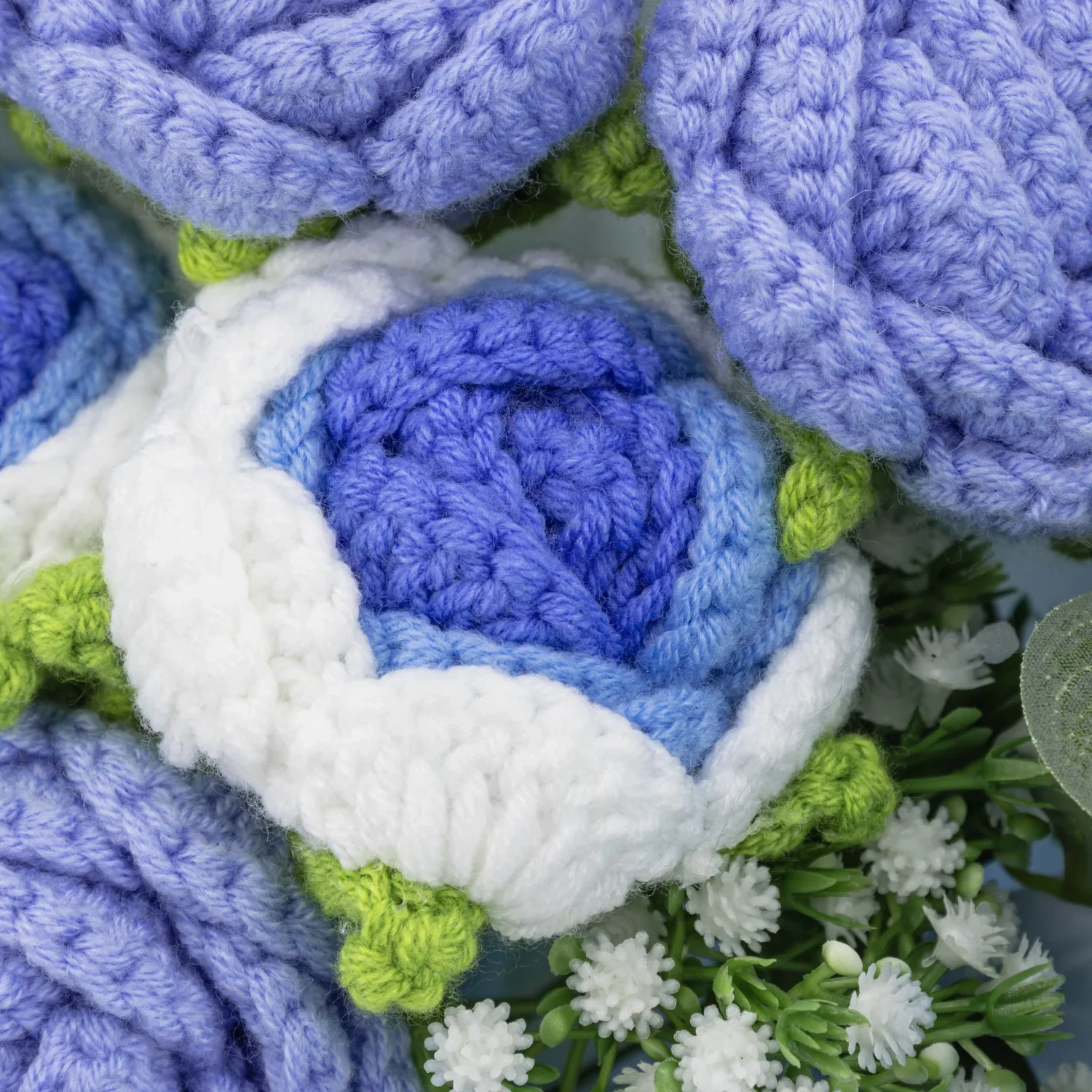 Crochet Blue Rose Bouquet