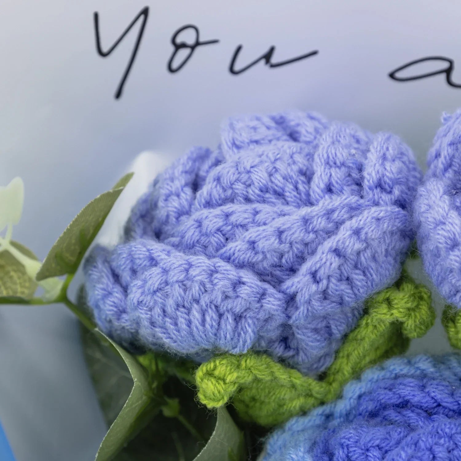 Crochet Blue Rose Bouquet