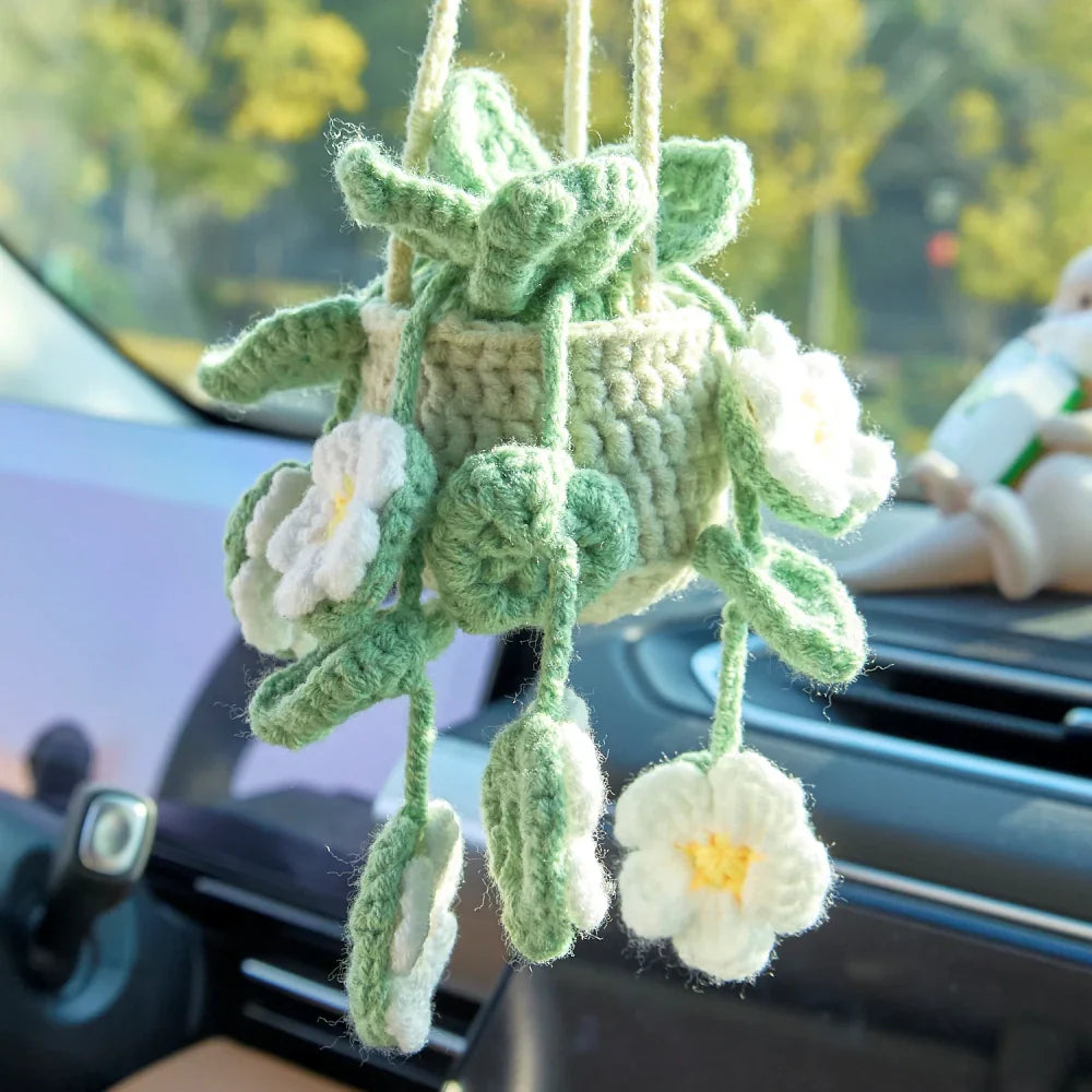 Hollowed-Out Crochet Hanging-Dark Green