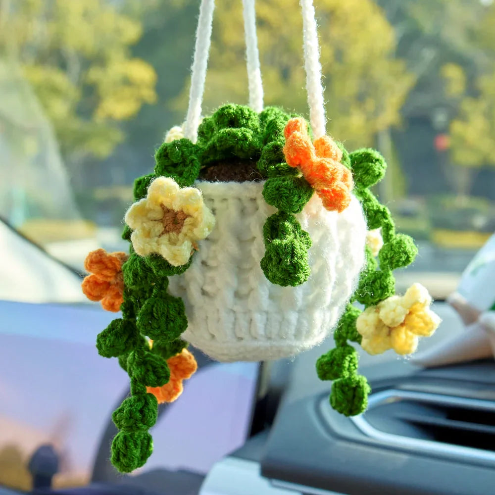 Crochet Hanging with Yellow & Orange Flowers