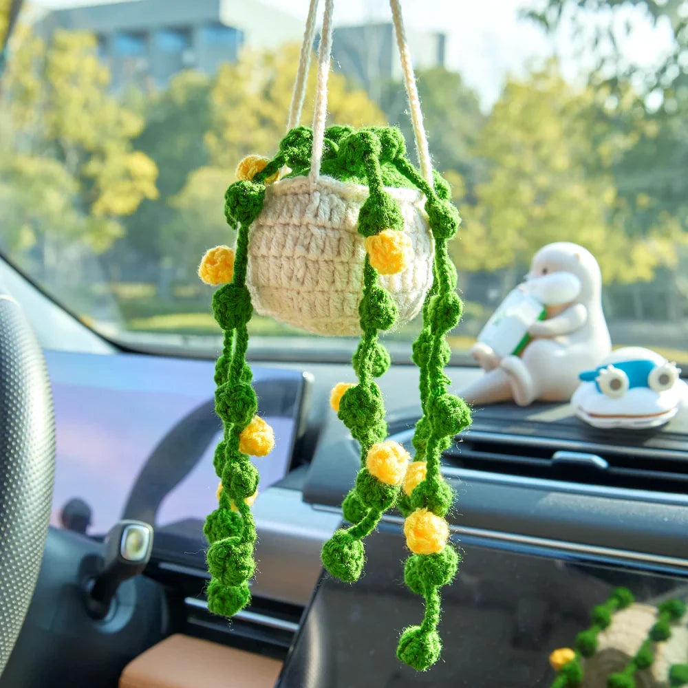 Crochet Hanging with Yellow Flowers