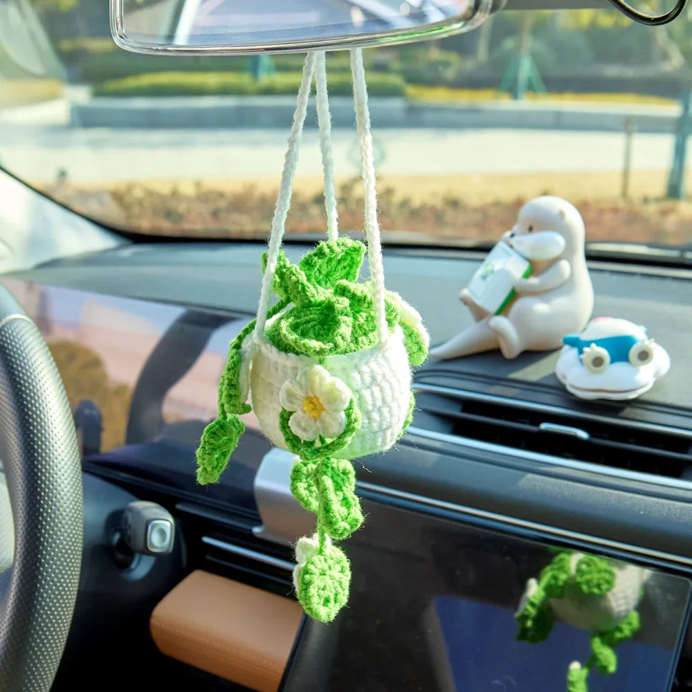Hollowed-Out Crochet Hanging-Light Green