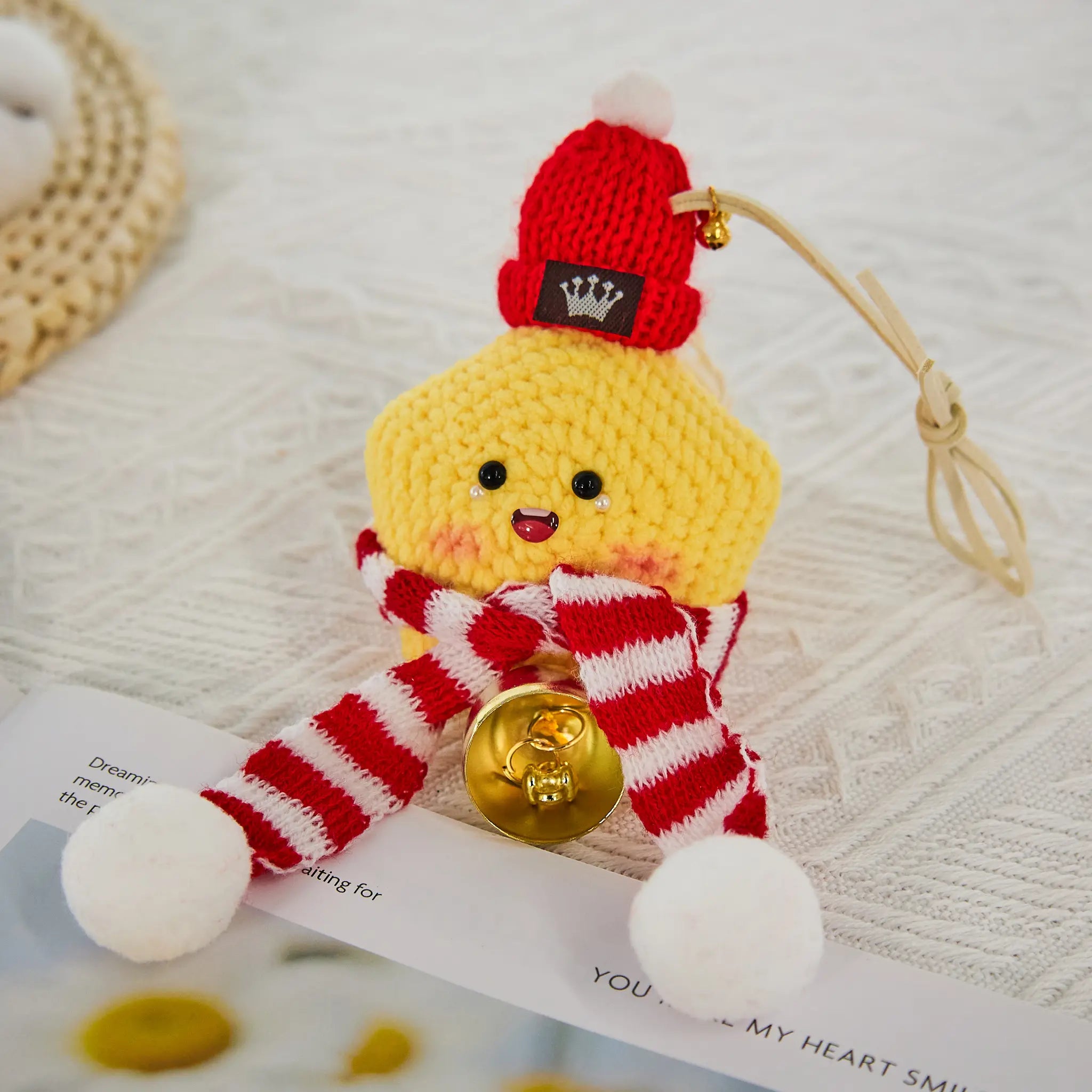 Crochet Cute Star Hanging with Hat & Scarf & Bell