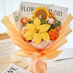 Crochet Lily Sunflower Rose Bouquet-Yellow