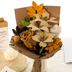 Crochet Rose Lily Bouquet with Kraft Paper Wrapping