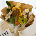 Crochet Sunflower Lily Bouquet with Newspaper Wrapping