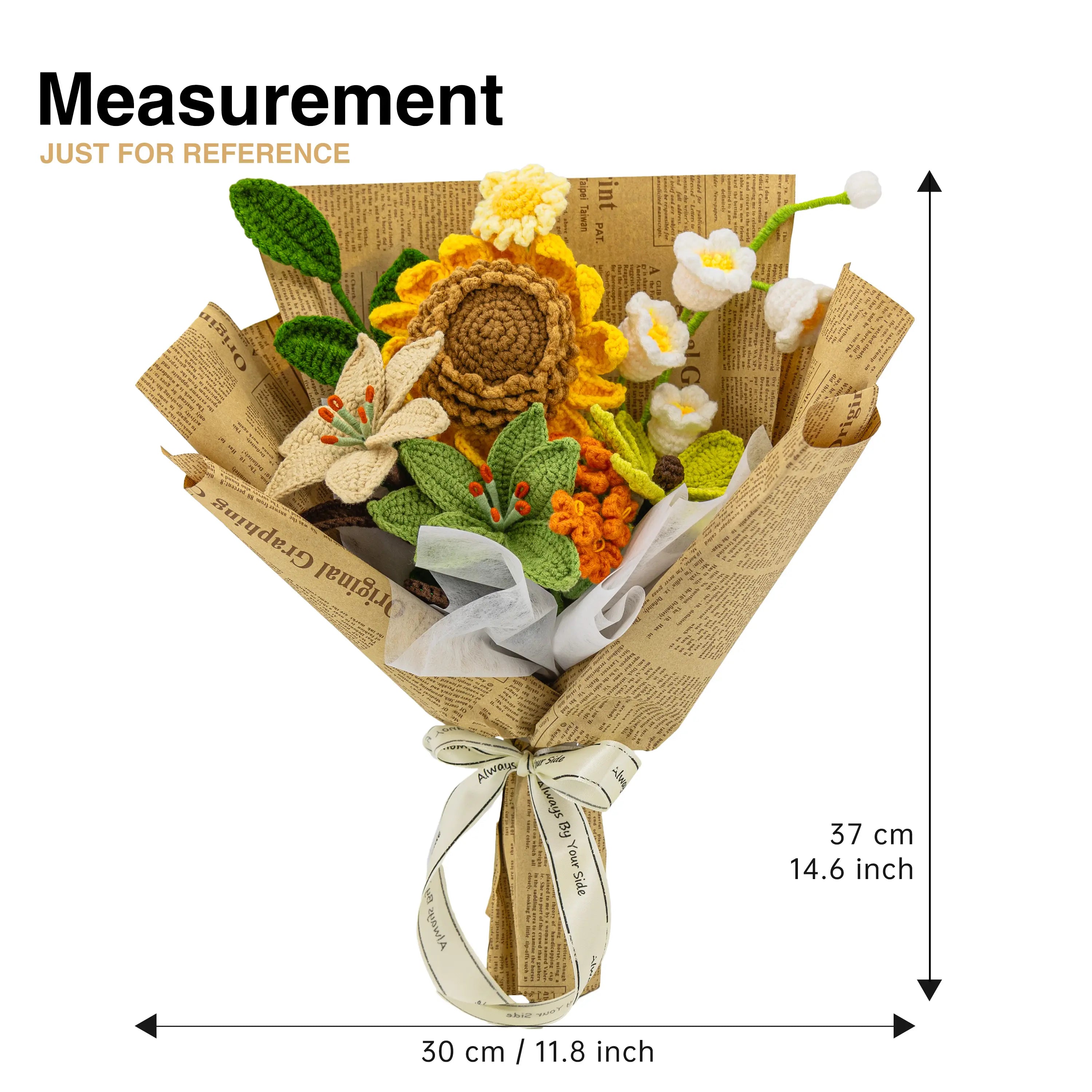 Crochet Sunflower Lily Bouquet with Newspaper Wrapping