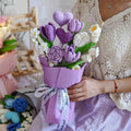 Crochet Rose Tulip Heart Bouquet-Purple