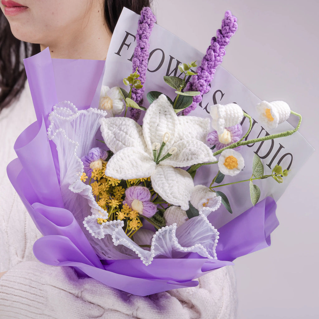 Crochet Lily & Lavender Bouquet