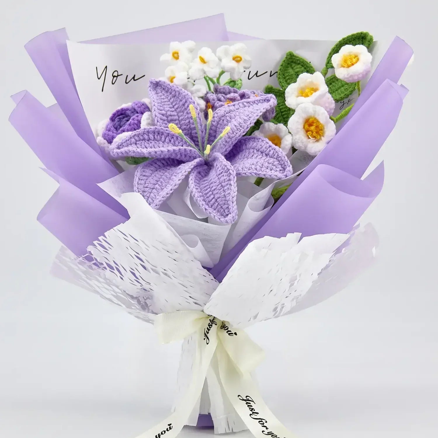 Crochet Purple Lily Rose Bouquet