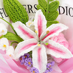 Crochet Pink & White Lily Rose Bouquet